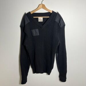 Brigade Quartermasters Sweater Mens Large Black Woolly Pully Commando V Neck